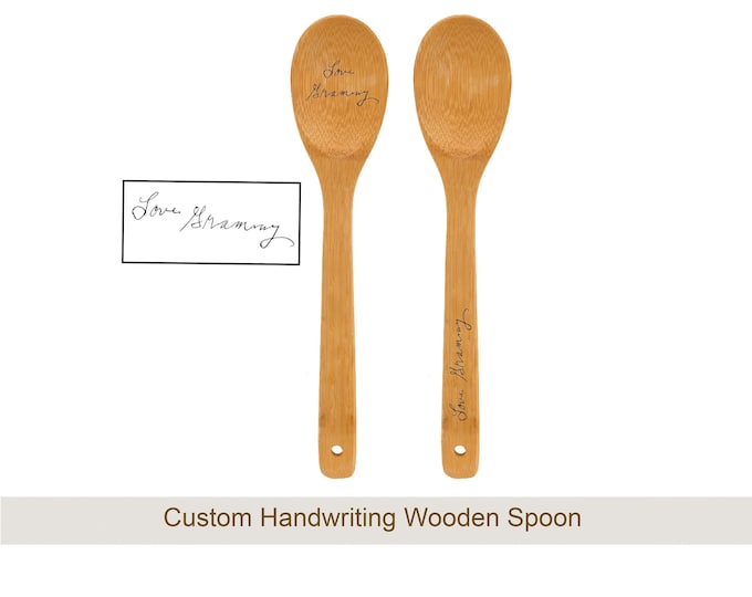Custom Laser Engraved Wooden Spoon, Personalized Handwriting spoon, Handwritten message, Signature spoon, Memorial handwriting gift