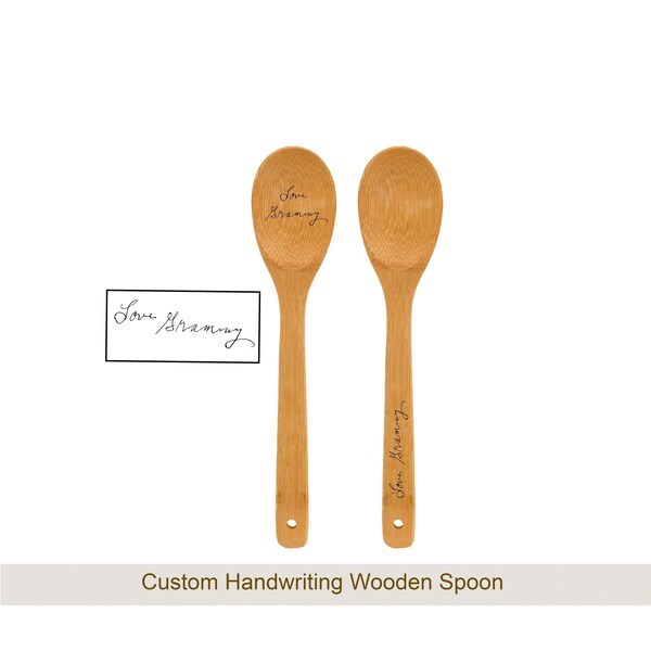 Custom Laser Engraved Wooden Spoon, Personalized Handwriting spoon, Handwritten message, Signature spoon, Memorial handwriting gift