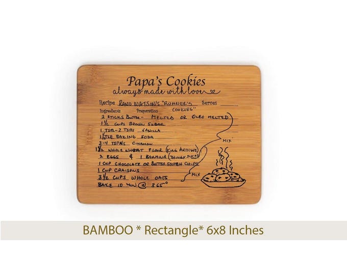 Engraved Cutting Board personalized handwriting recipe, bamboo, handwritten gift, woodhavesaid, would have said, Laser Engraved, custom gift