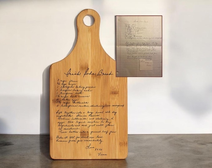 Engraved Cutting Board personalized handwriting recipe, bamboo, handwritten gift, woodhavesaid, would have said, Laser Engraved, custom gift