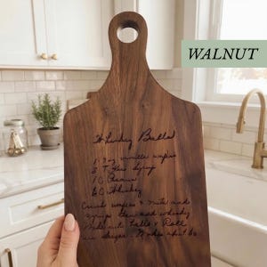 personalized handwritten recipe laser handwriting custom gift for mom memorial keepsake walnut cutting board