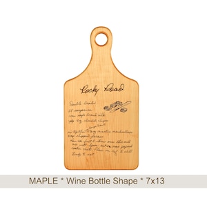 Personalized recipe Cutting Board, engraved handwriting, custom handwriting, maple, walnut handwriting gift, with handle, paddle board