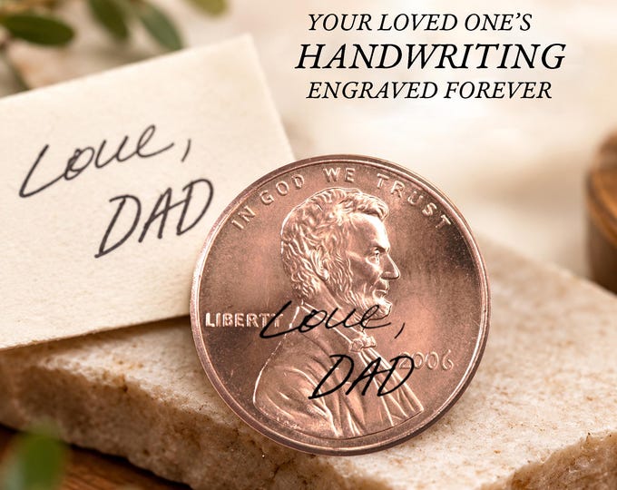 Engraved Keepsake Personalized Penny From Heaven Laser Engrave Handwriting Custom Necklace Personalized Keychain Couples Anniversary Gift