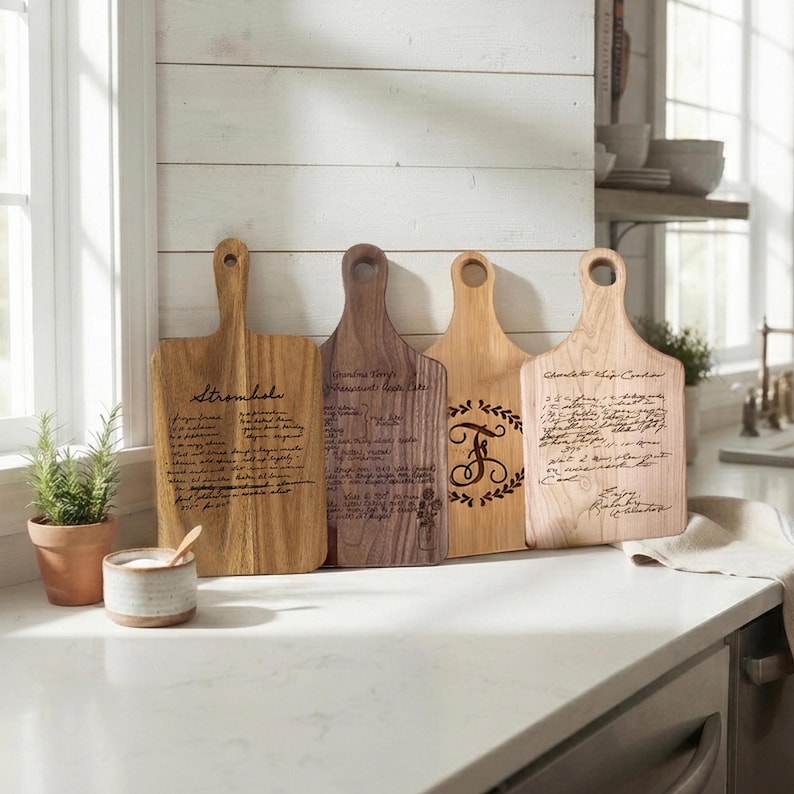 gift for grandma laser handwriting custom gift engraved cutting board acacia walnut bamboo maple