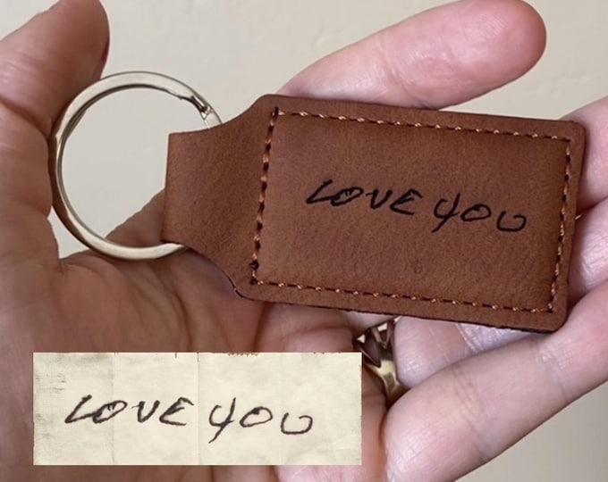Engraved Handwriting Keychain Personalized Gift Engrave Child's Drawing New Driver Gift Idea Handwritten Message Memorial Keychain Keepsake