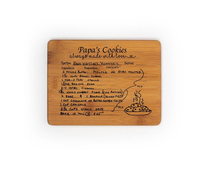 Engraved Cutting Board personalized handwriting recipe, bamboo, handwritten gift, woodhavesaid, would have said, Laser Engraved, custom gift