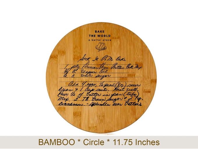 Personalized Bamboo Recipe Cutting Board, Round Shape, Circle Shape, Actual Handwriting Recipe, Mother Gift, in memory gift, would have said