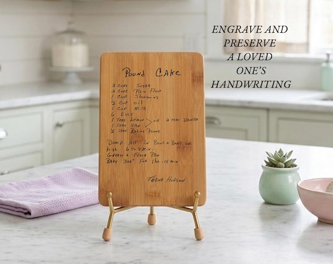 Custom Handwritten Recipe Cutting Board Engraved Family Handwriting Gift Personalized Memorial Kitchen Decor Display Gift for Family Idea