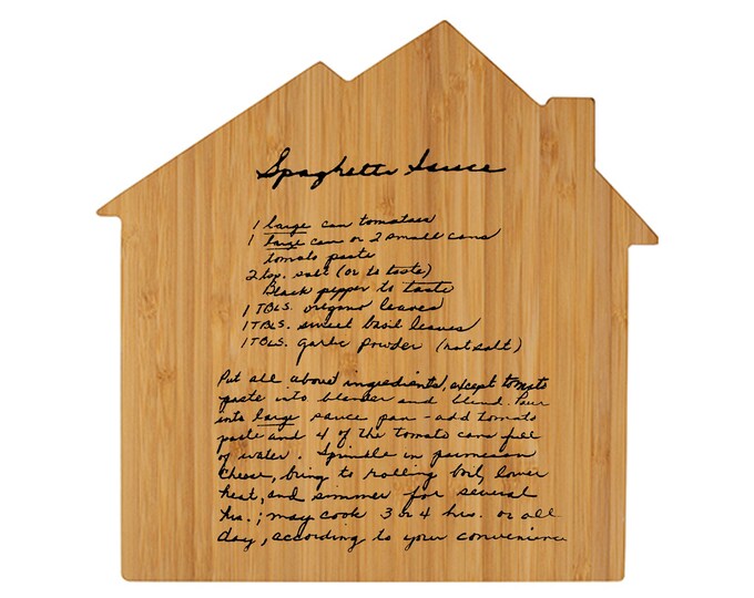 Personalized  Recipe Cutting Board, House Shape