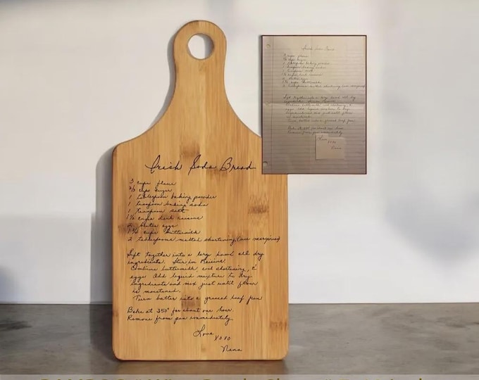 Engraved Cutting Board personalized handwriting recipe, bamboo, handwritten gift, woodhavesaid, would have said, Laser Engraved, custom gift