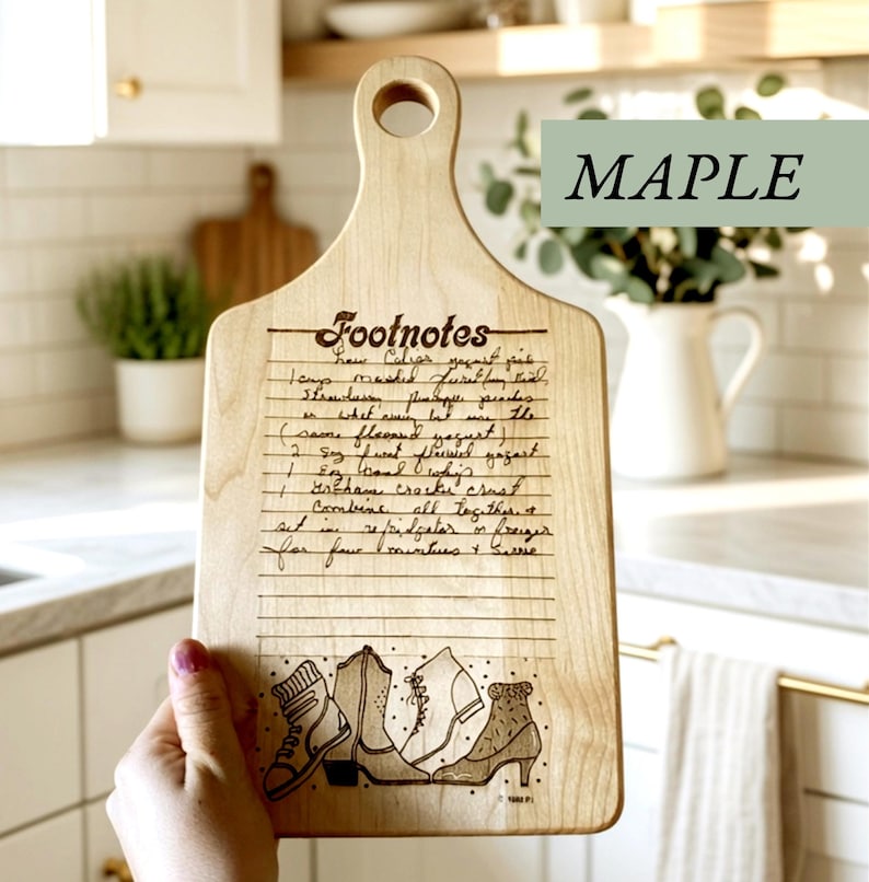 gift for grandma idea laser handwriting custom gift engraved recipe cutting board acacia walnut bamboo maple