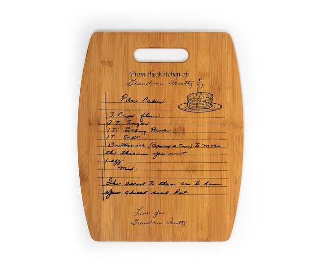Mother's Day gift, Engraved Recipe Cutting Board personalized handwriting recipe, wood, for mom, woodhavesaid, would have said, laser