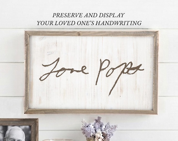Engraved Handwriting Display Idea Preserve Handwritten Note Gift For Mom in Memory Personalized Frame Custom Sign Family History Lover Gift