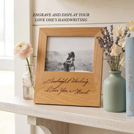 Handwriting gift Photo Frame Engraved Picture Frame Custom Signature Memorial Keepsake Gift Personalized Heirloom quality classic decor