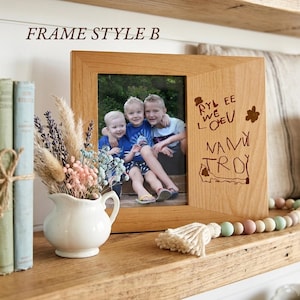 Photo frame with handwritten message from child engraved on it gift for grandparents