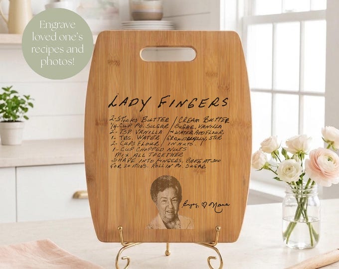 Engraved Recipe Cutting Board personalized for Mom Handwritten Recipe Display Gift Idea for Grandma handwriting Memorial Keepsake under 30