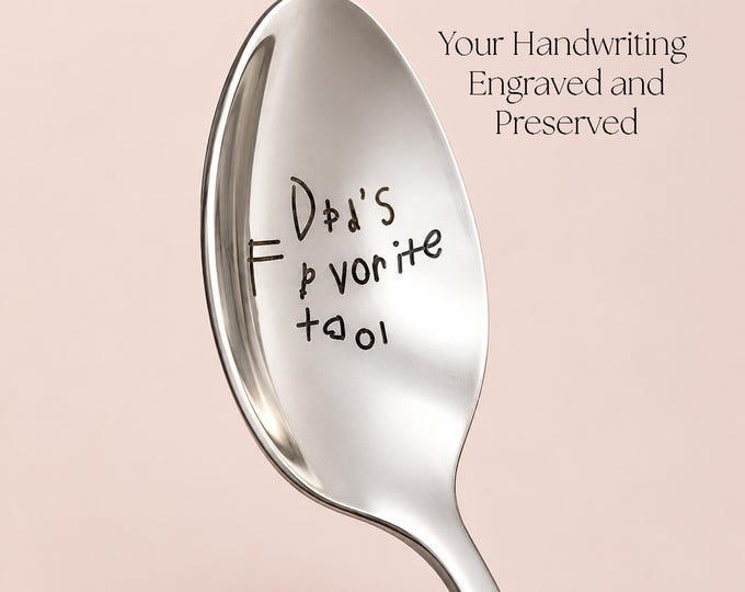 Laser Engraved Custom Spoon Personalized Keepsake Your Handwriting gift Announcement Idea Preserve Handwritten Message Fun Place Holder