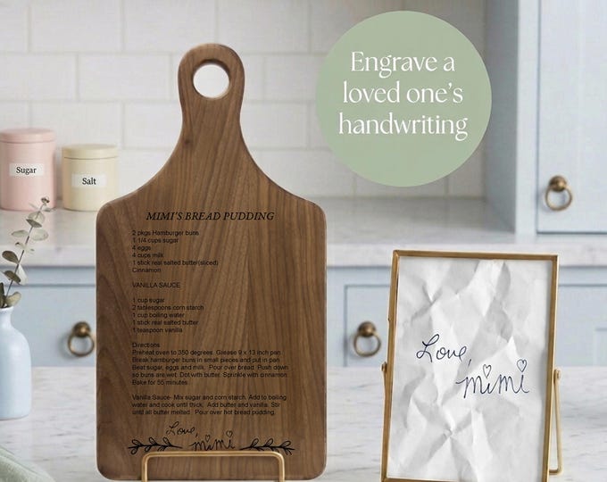 Gift for Mom Memorial Keepsake In Memory Gift for Grandma Engraved Cutting Board Personalized Handwritten Recipe Laser Custom Handwriting