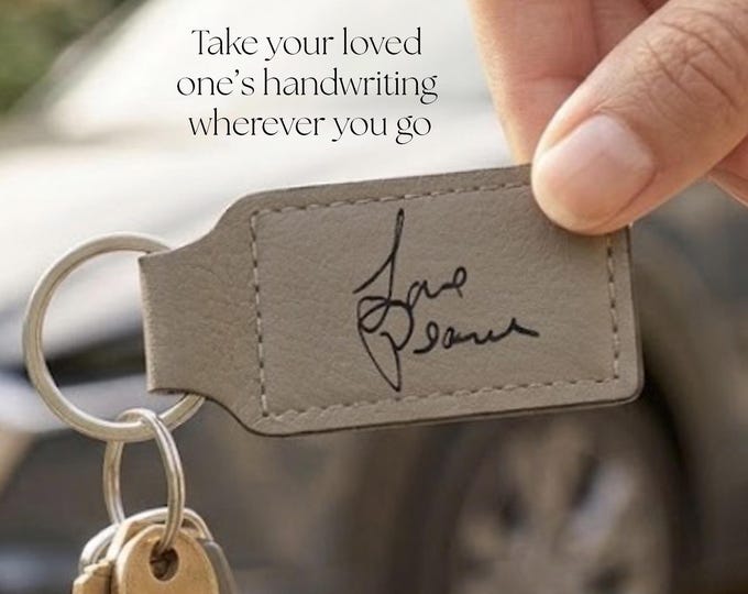 Personalized Keychain Handwriting Gift Engrave Child's Drawing New Driver Gift Idea Engrave Handwritten Message Engraved Memorial Keychain