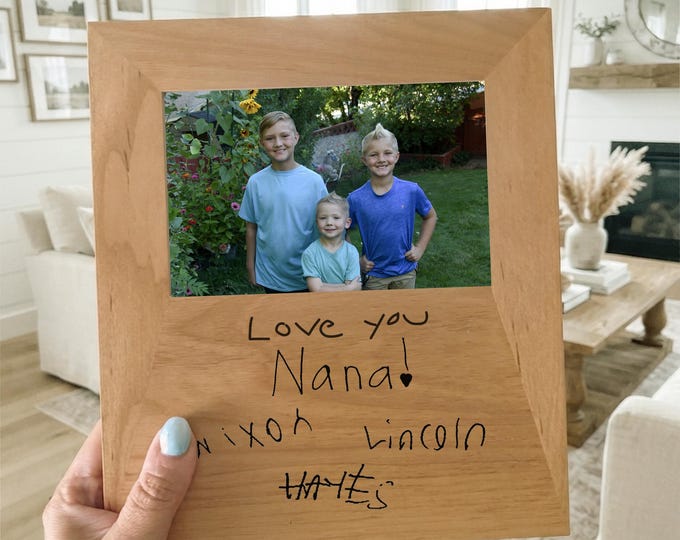 Custom Engraved Handwriting Photo Frame Personalized Gift for Dad under 50 dollars Family keepsake for Grandma Laser Handwritten Memorial
