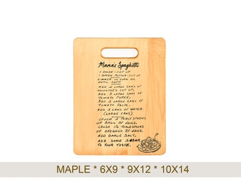 Engraved Recipe Cutting Board, Personalized Handwritten Gift