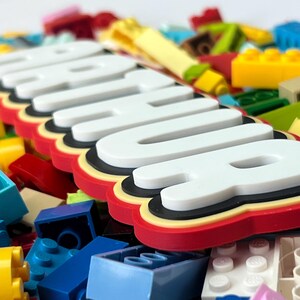Kids Fun Toy Brick Block Sign | Custom Colour Choice Personal Nameplate Gift image 2