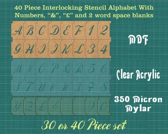 40mm Interlocking Alphabet Stencil PLUS Numbers PLUS -spacers and More ISA002