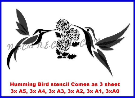 Hummingbird and Flowers Cake Stencil