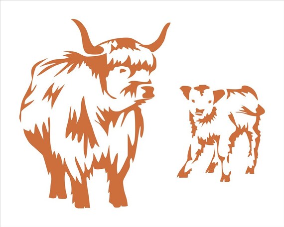 Highland Cow &amp; Calf Stencil Reusable 350 Micron Mylar Not the | Etsy