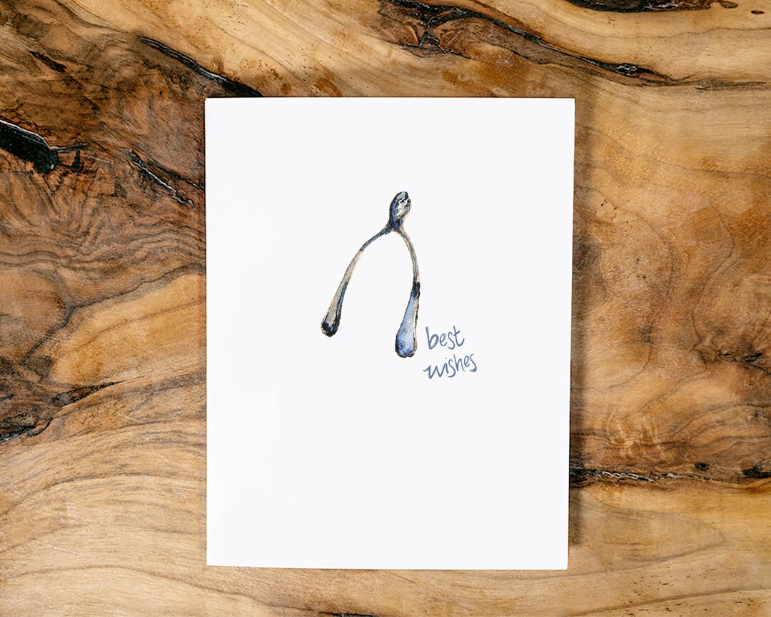 Wishbone best Wishes Greeting Card Good Luck Blank Card Etsy