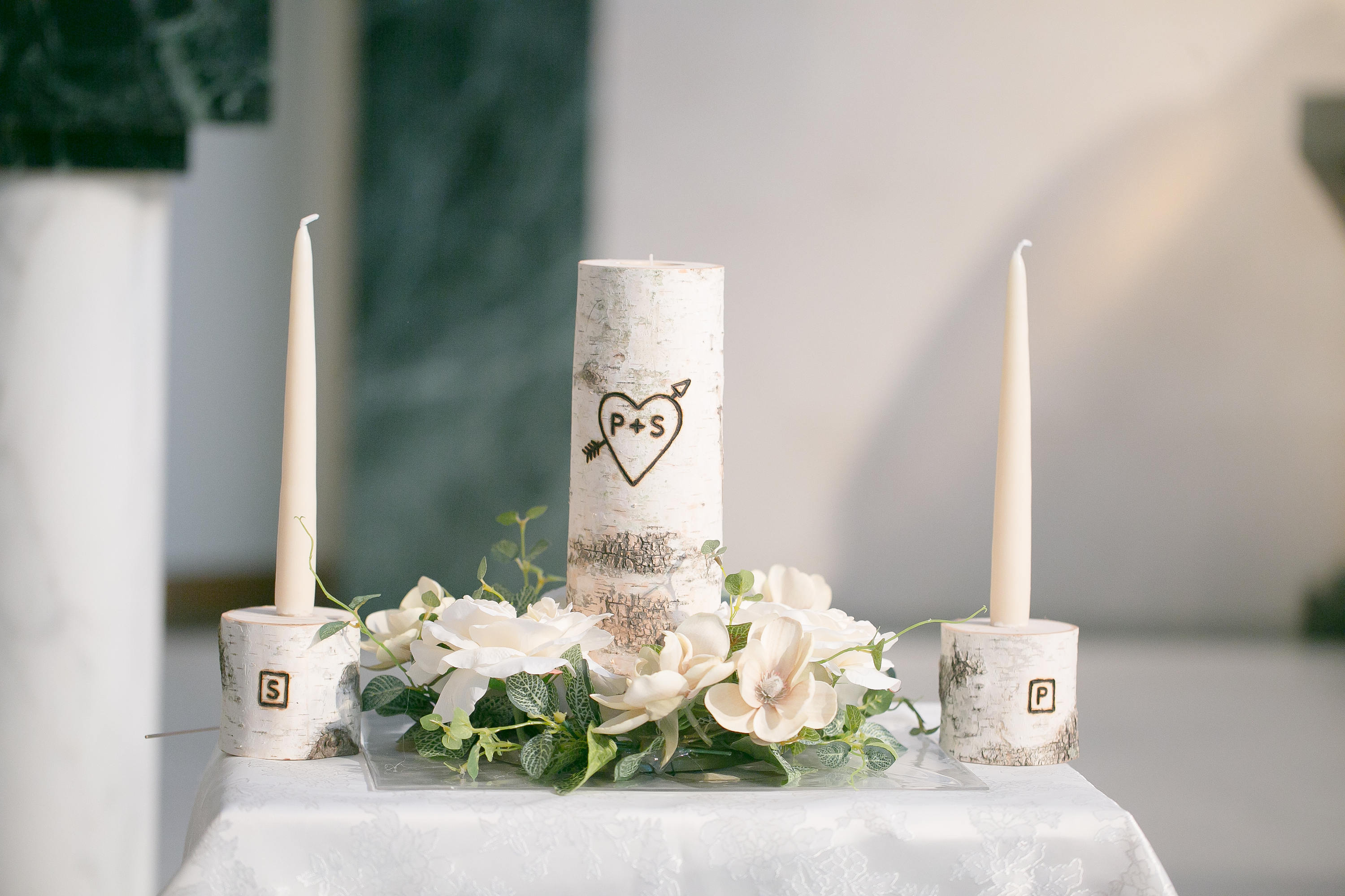 Personalized Unity Birch Candle Holder Set with Wedding Date Etsy