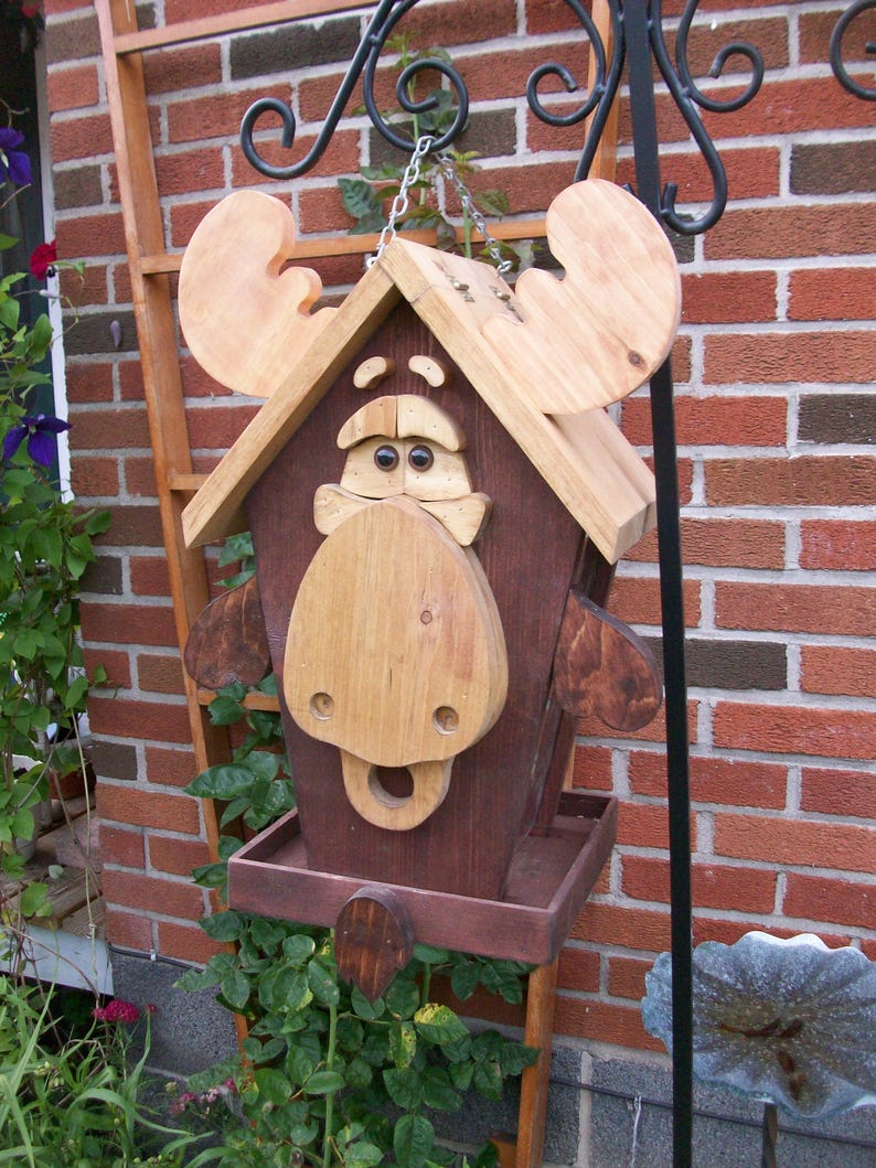 Whimsical Adirondack Animal Moose Bird Feeder Large Etsy