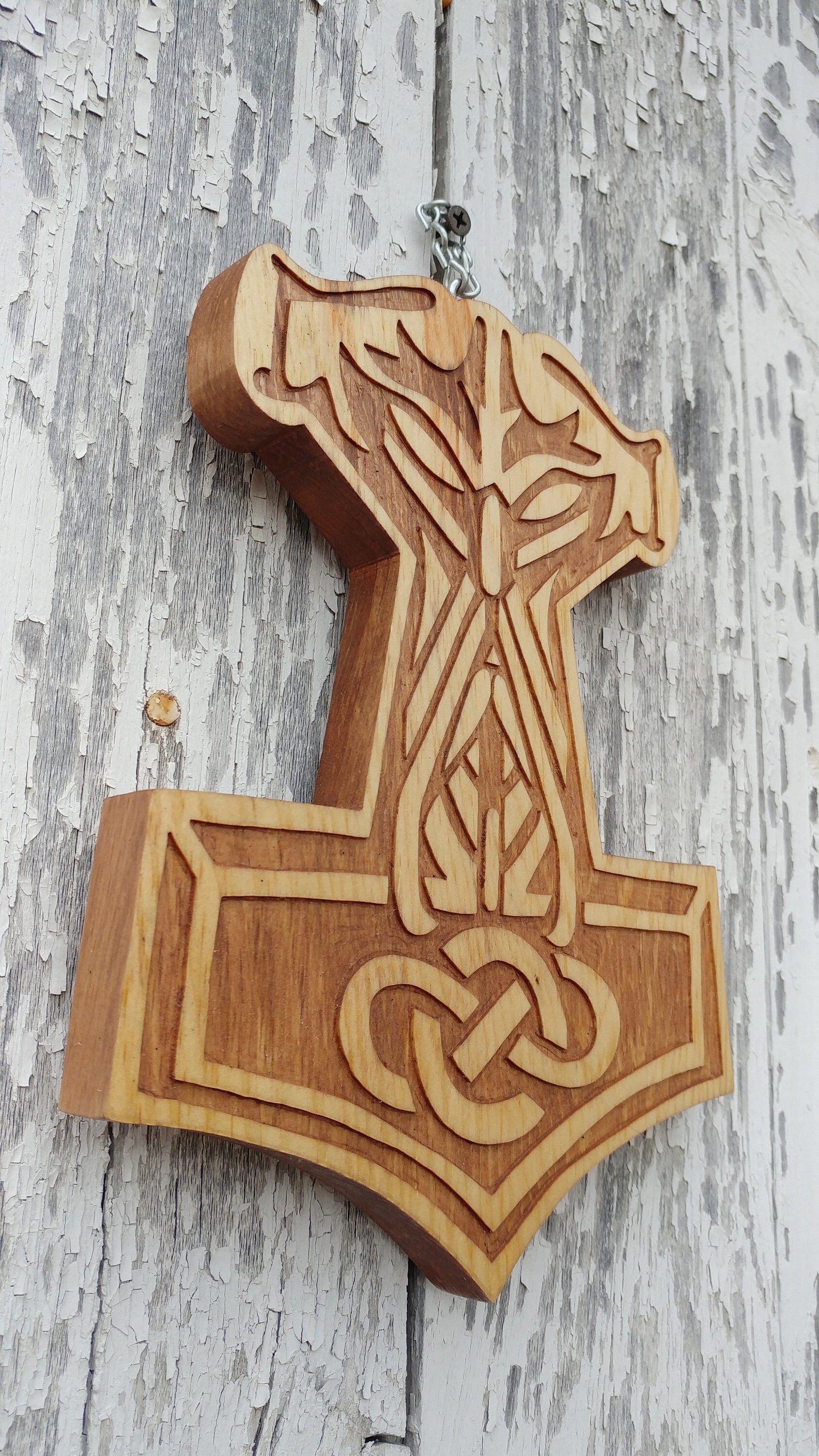 Mjollnir Viking Norse Thor's Hammer Carving Type A Golden | Etsy