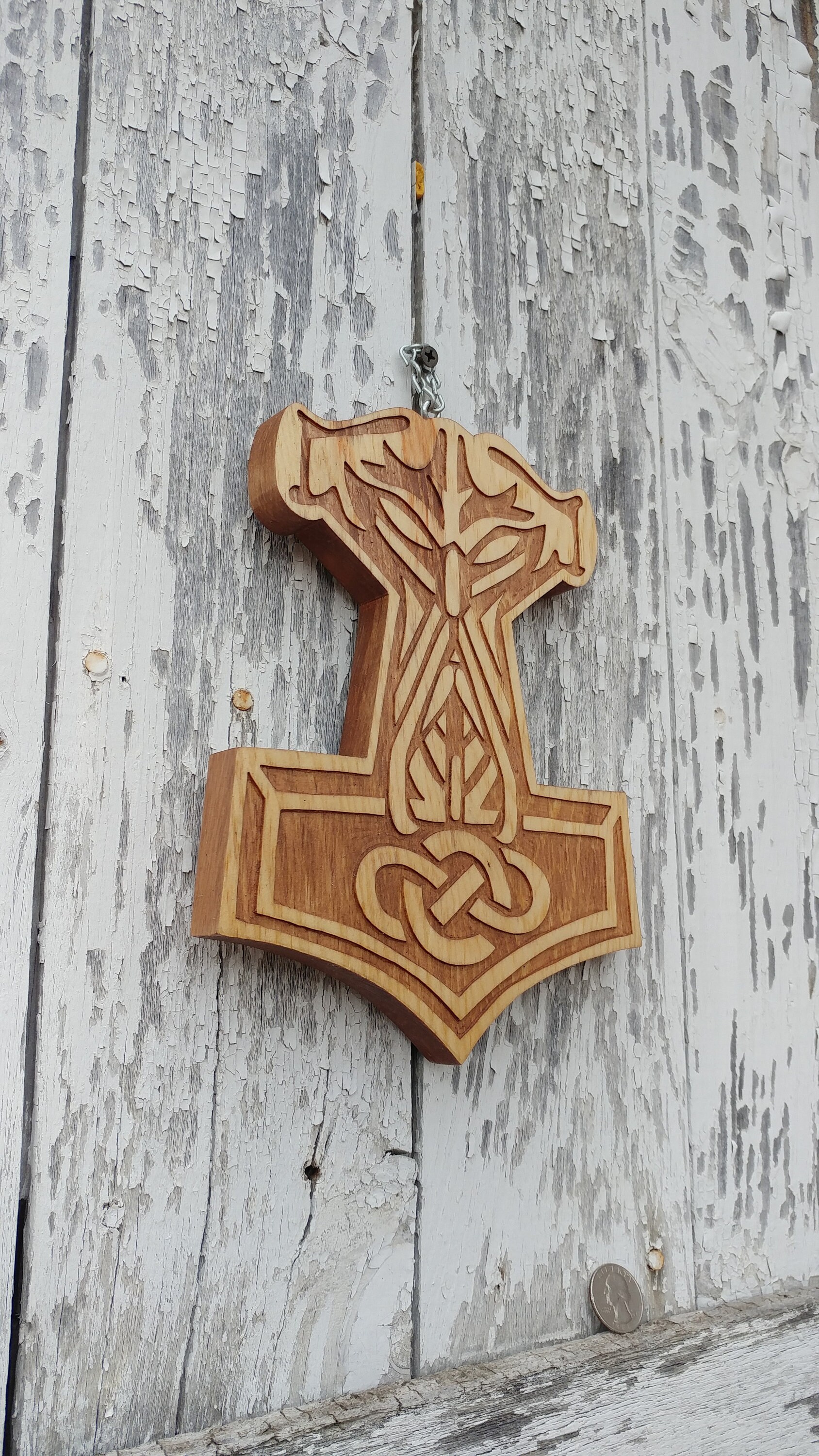 Mjollnir Viking Norse Thor's Hammer Carving Type A Golden | Etsy
