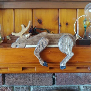 Deer shelf sitter, left, medium 9.5 inch