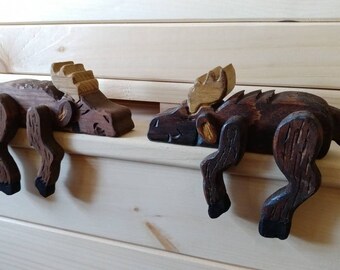 Kissing Moose, small matching Shelf Sitters