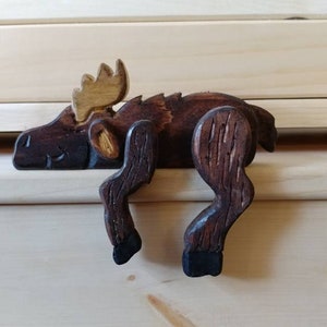 Moose Shelf Sitter, left, small 6 inch