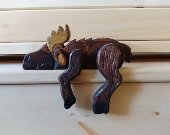 Moose Shelf Sitter, left, small 6 inch