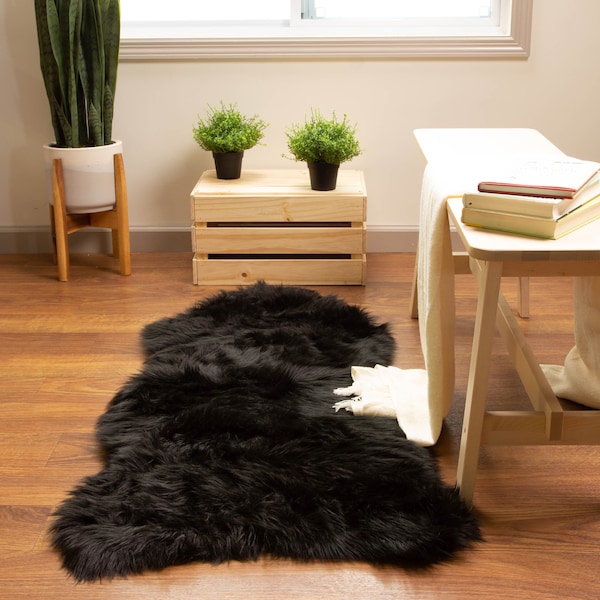 Super Soft Faux Sheepskin Rug Furry Accent Rug, 2' x 4' Shaped