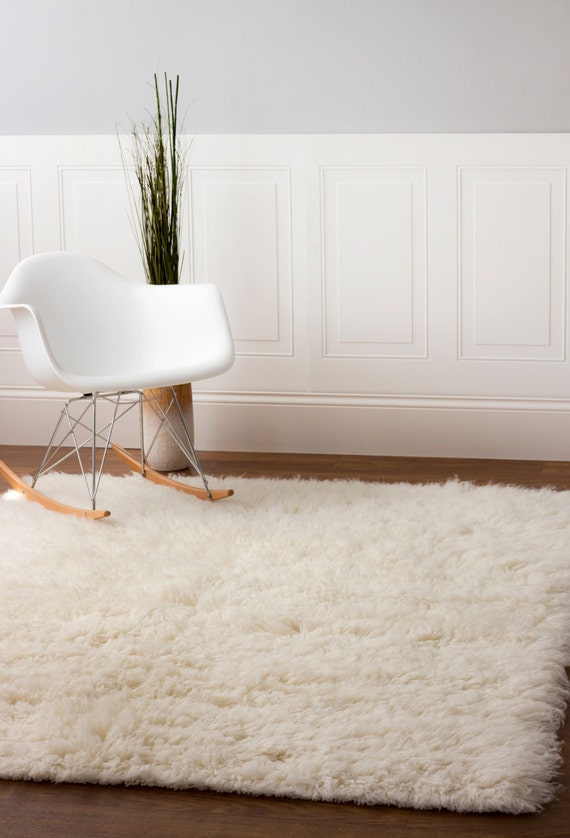 Flokati Area Rug 8ft x 10ft White 100 Wool Shag Rug Etsy