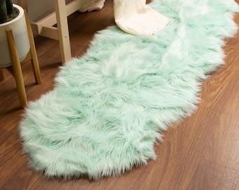 Fluffy Faux Sheepskin Shag Rug Silky Mat, 2' x 6'' Sheepskin Double Runner