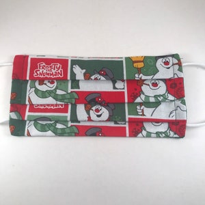FACE MASK 100% Cotton Frosty the Snowman Winter Christmas Washable In Stock Ships Same Day
