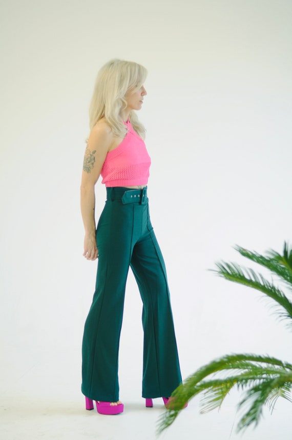 Green pants, SIZE SMALL green belt - image 1