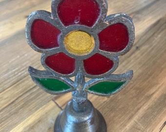 vintage stained glass flower bell