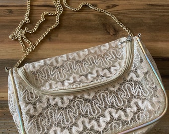 Vintage Gold Brocade Vinyl  Purse