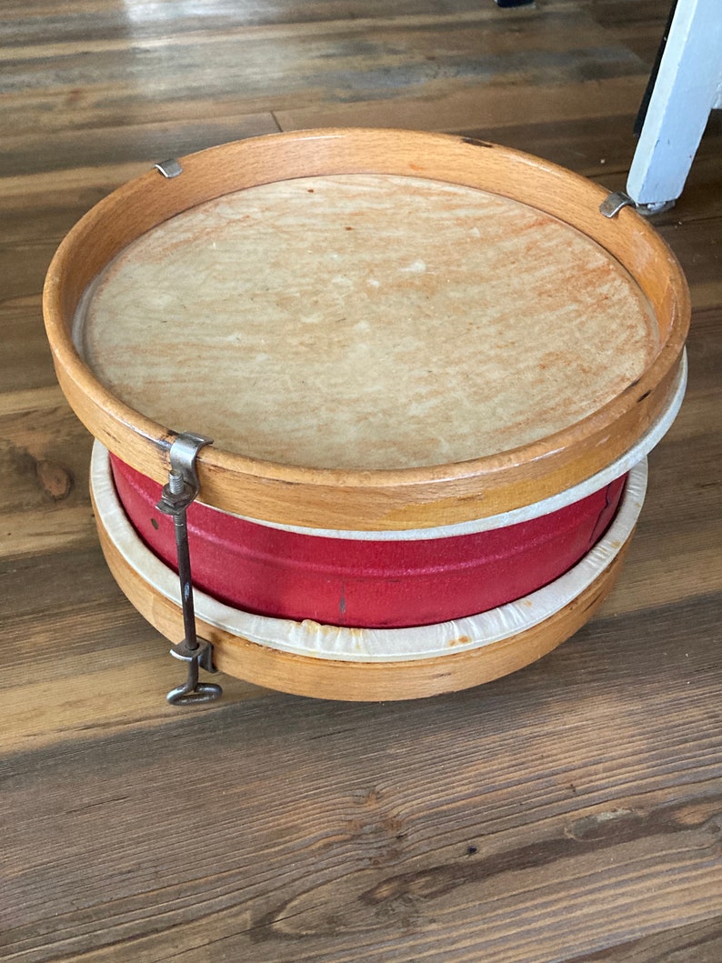 Vintage Metal Drum with Skim Drumheads Wood Rim and Tension Etsy