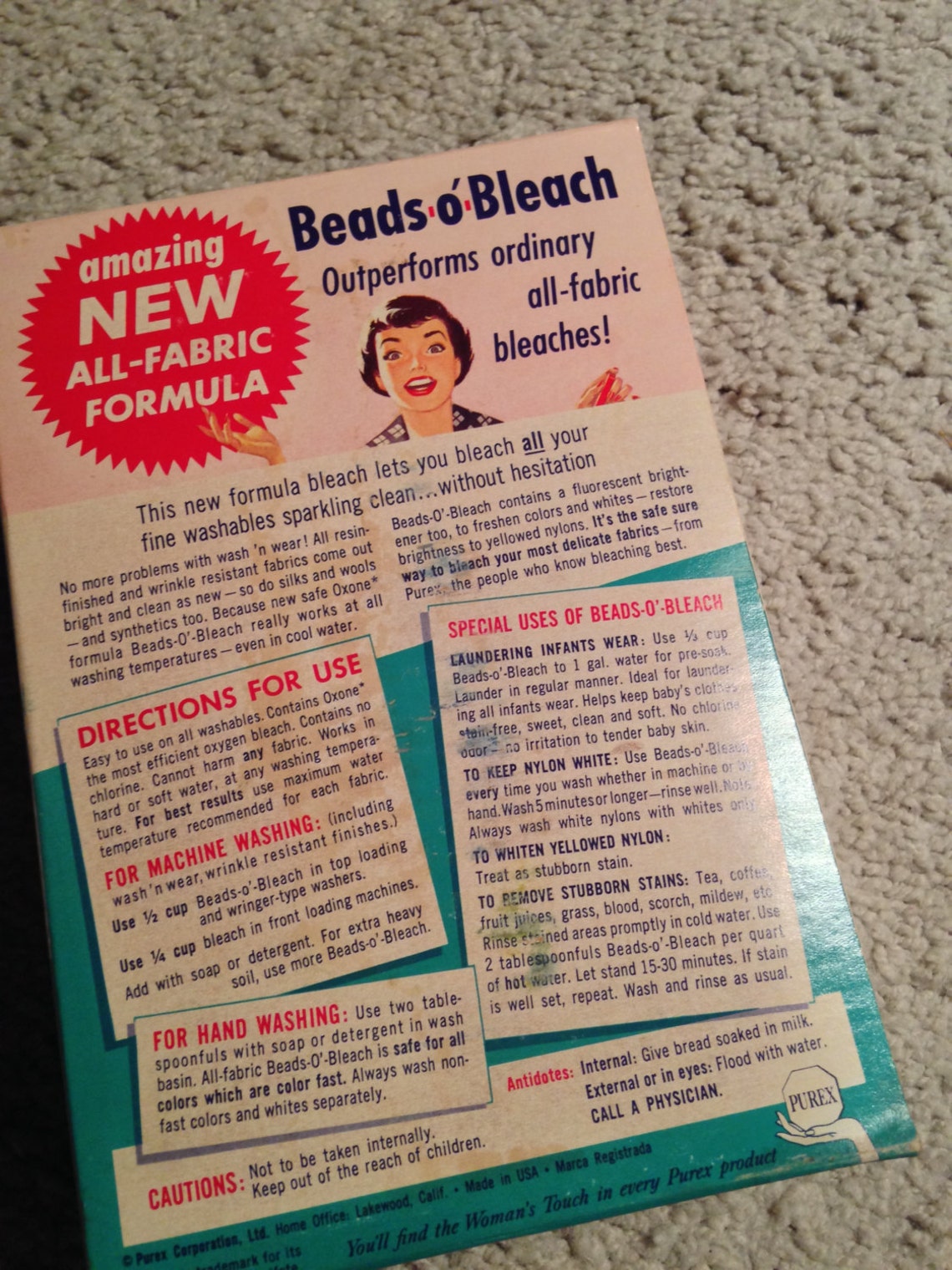 Original Beads O' Bleach Cardboard Box by Purex | Etsy