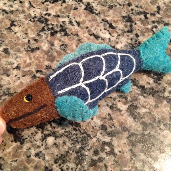 Small Needle Felted Stuffed Fish on a String