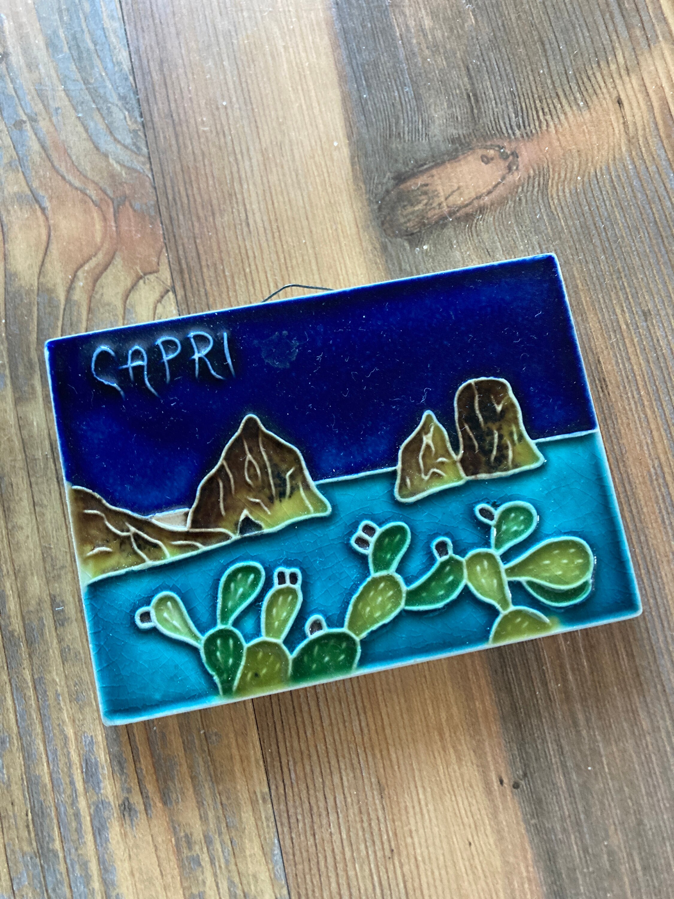 Glazed Souvenir Tile Isle of Capri Wall Hanging