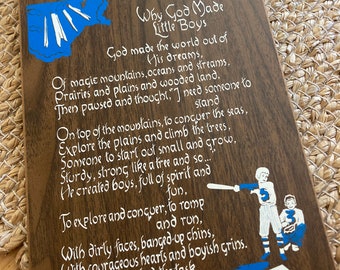 Wy God Made Little Boys Wall Plaque